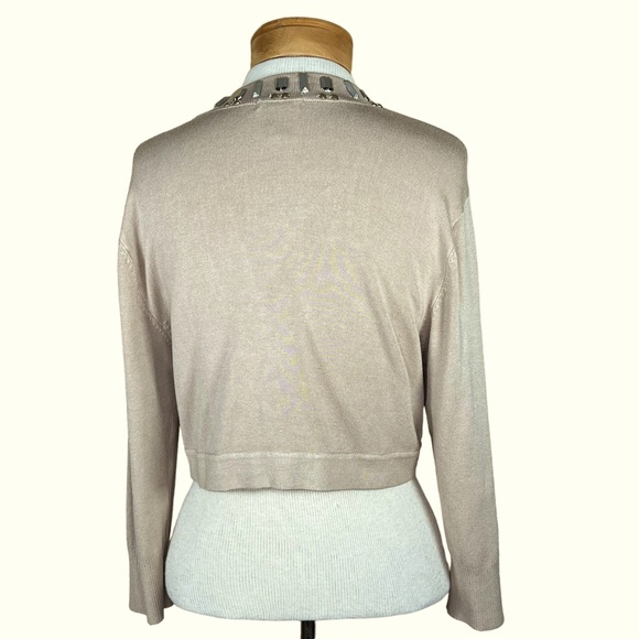 Cache Twin Set Tan Knit Bolero Shrug & Matching Tube Top With Rhinestone… - Picture 6 of 16